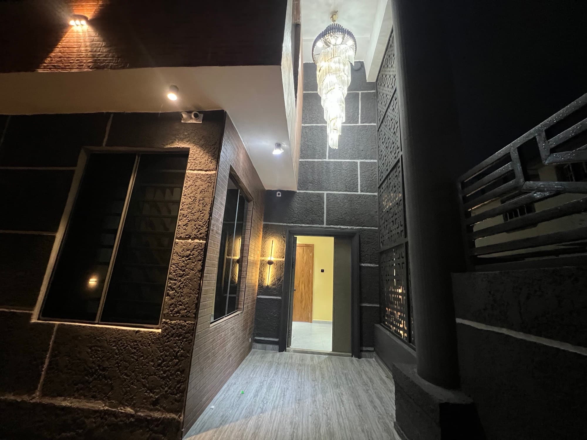 Entrance at night