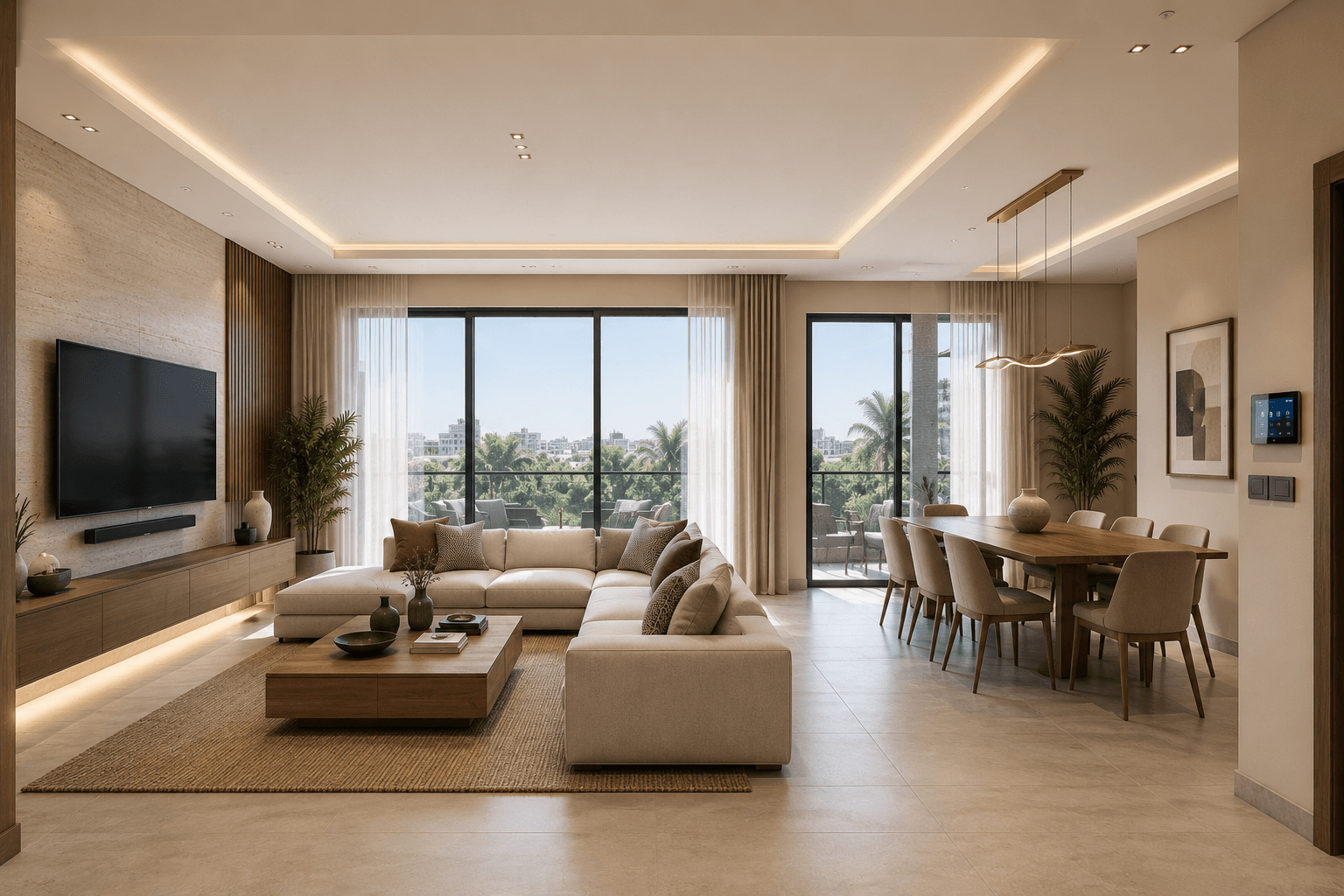 Open-plan living and dining